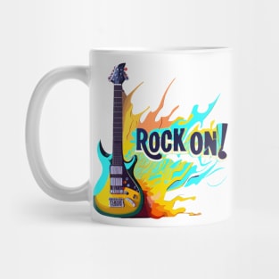 Rock On Rock N Roll Guitar Color Splash Design Mug